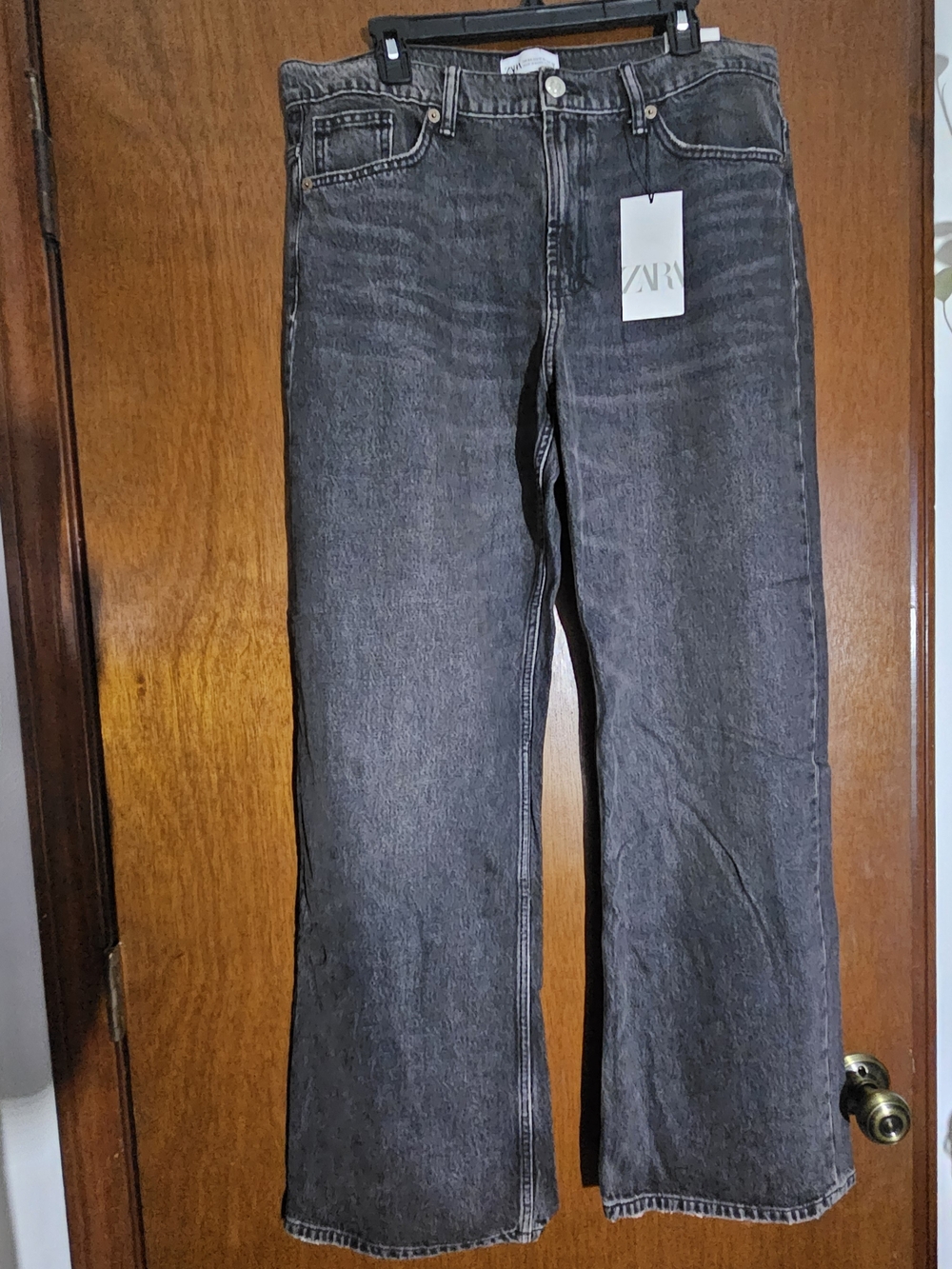 ZARA Women Straight Leg Jeans - Charcoal Black Fade
